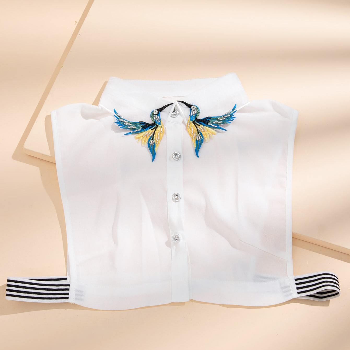 Elegant Crane Wing Detachable Collar - Fashionable Half-Shirt Style,