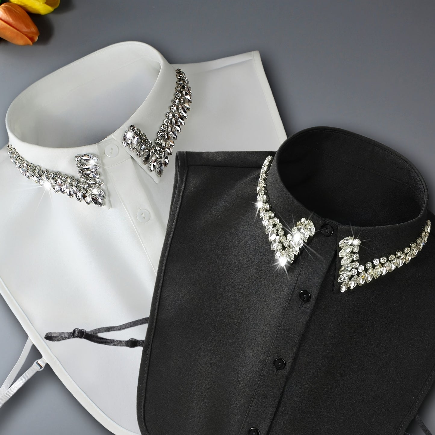 SSG: 1pc Luxurious Shiny Rhinestones Fake Collar, Sparkling Versatile Half Shirt Dickey Collar for Women