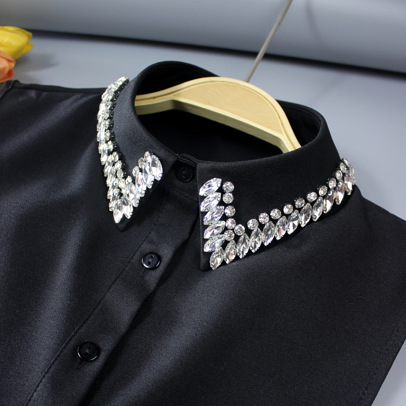 SSG: 1pc Luxurious Shiny Rhinestones Fake Collar, Sparkling Versatile Half Shirt Dickey Collar for Women