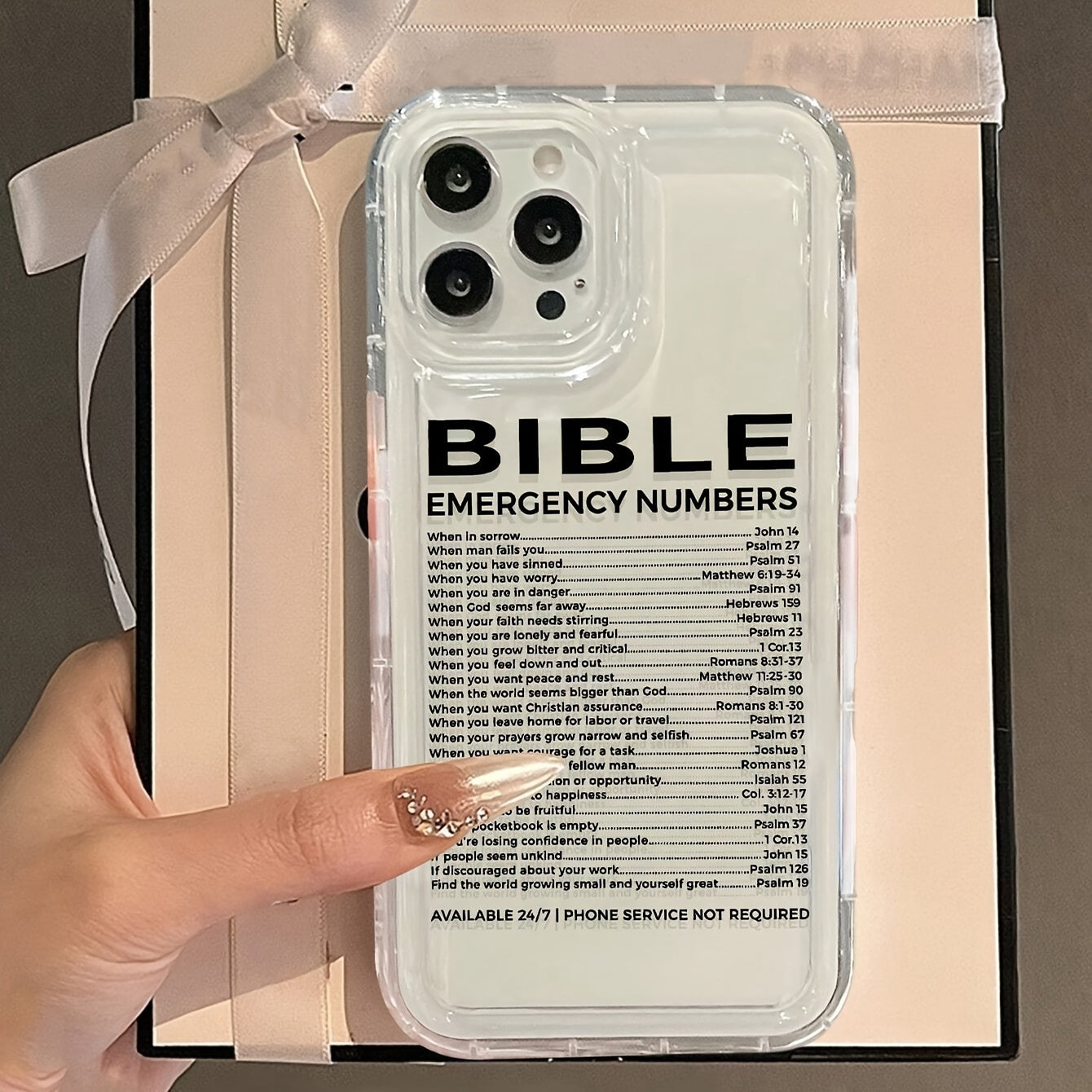 Bible Slogan Printed Transparent Case for iPhone 13/14/15/15pro/15 Plus/15 Promax