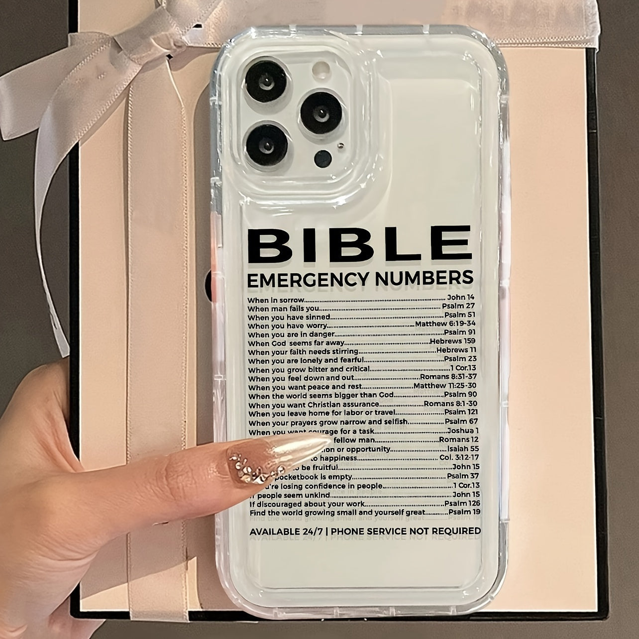 Bible Slogan Printed Transparent Case for iPhone 13/14/15/15pro/15 Plus/15 Promax