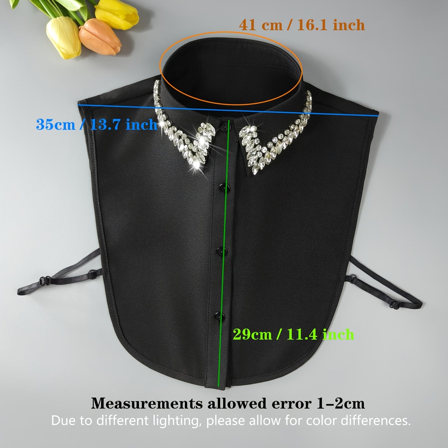 SSG: 1pc Luxurious Shiny Rhinestones Fake Collar, Sparkling Versatile Half Shirt Dickey Collar for Women