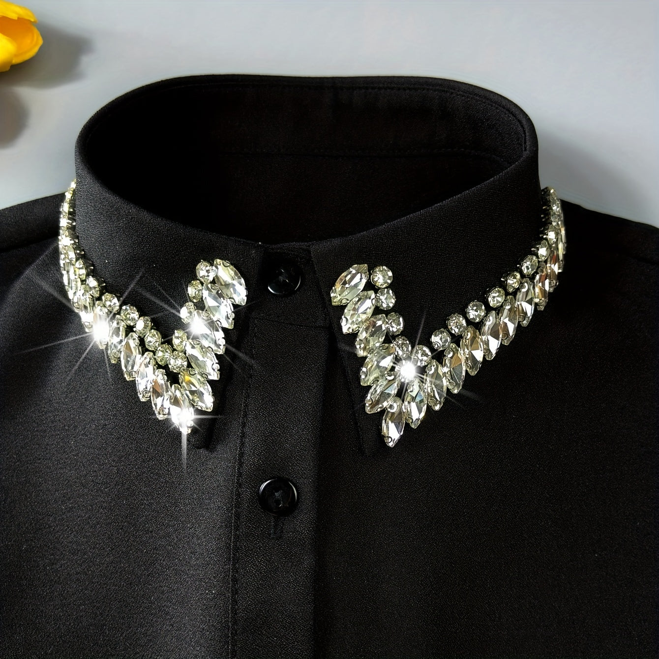 SSG: 1pc Luxurious Shiny Rhinestones Fake Collar, Sparkling Versatile Half Shirt Dickey Collar for Women