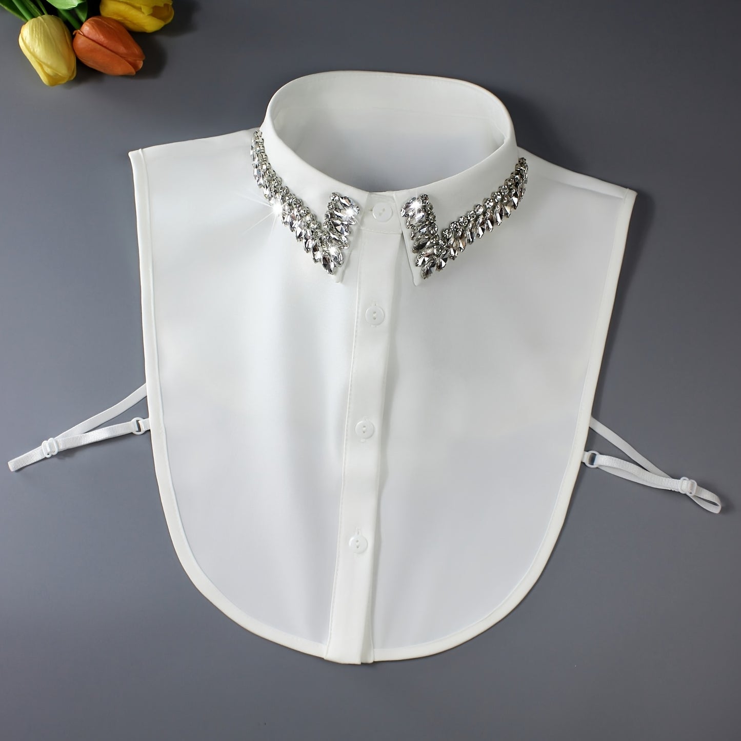 SSG: 1pc Luxurious Shiny Rhinestones Fake Collar, Sparkling Versatile Half Shirt Dickey Collar for Women