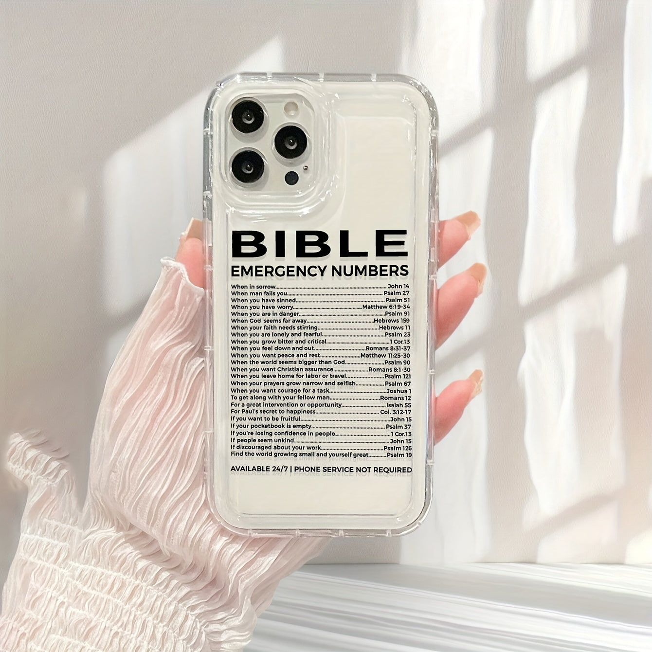 Bible Slogan Printed Transparent Case for iPhone 13/14/15/15pro/15 Plus/15 Promax