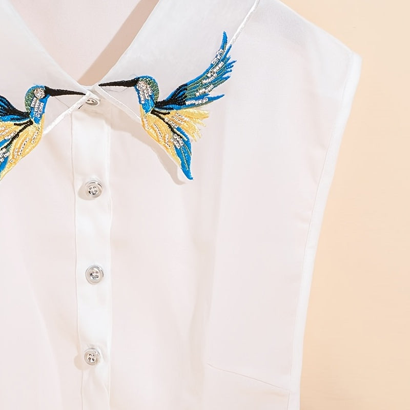 Elegant Crane Wing Detachable Collar - Fashionable Half-Shirt Style,
