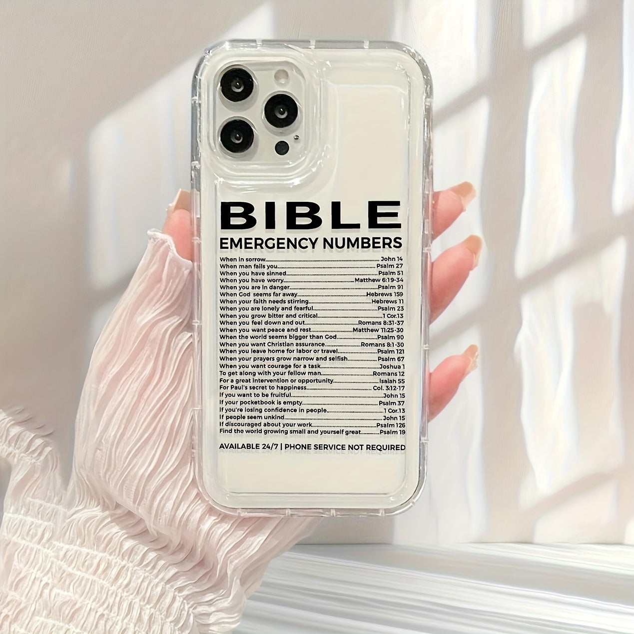 Bible Slogan Printed Transparent Case for iPhone 13/14/15/15pro/15 Plus/15 Promax