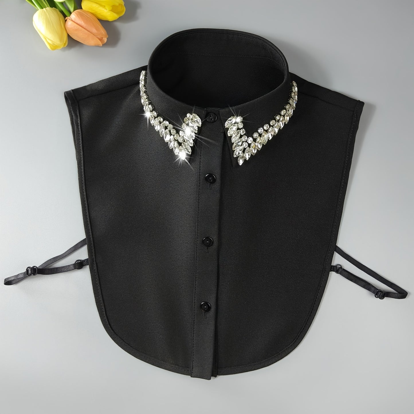 SSG: 1pc Luxurious Shiny Rhinestones Fake Collar, Sparkling Versatile Half Shirt Dickey Collar for Women