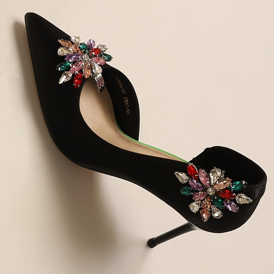 FMB: 2 Pcs Rhinestone Shoe Clips, Multicolor Teardrop & Marquise Crystal Shoe Charms, Detachable Iron DIY Shoe Buckles for Sneakers & Casual Footwear, Fashion Accessory for Parties & Gifts - Iron Material