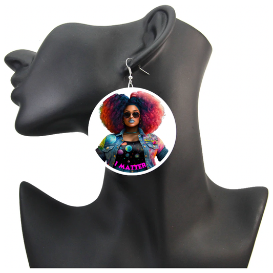 HBP- “IMatter" Wood Pressed Hoop Earrings Powerful Black Woman