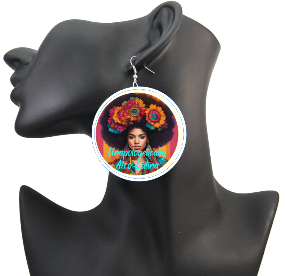 Unapologetically Afro Latina”Wood Pressed Hoop Earrings Powerful Black Woman