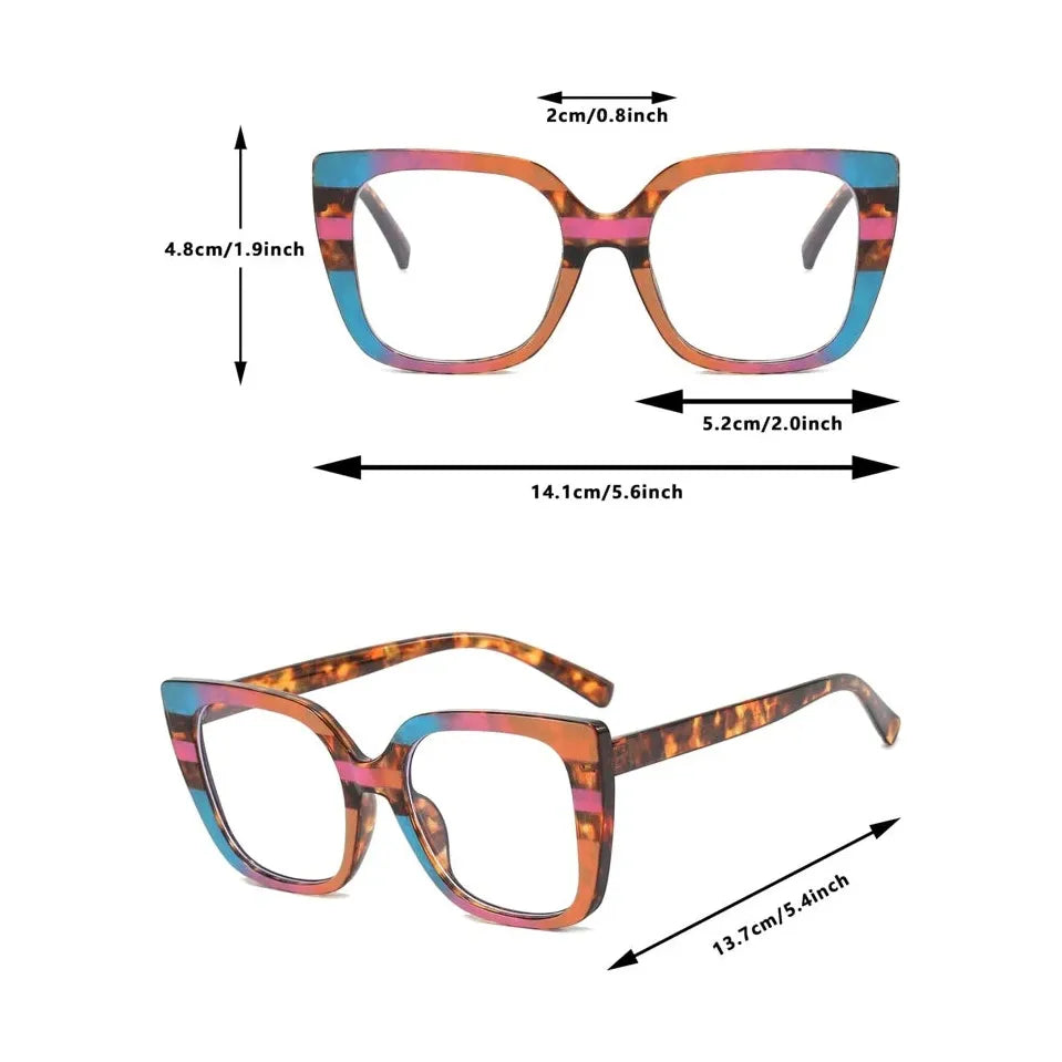 "Fire & Ice "Red/ Blue Cat Eye Fashion Glasses Frames