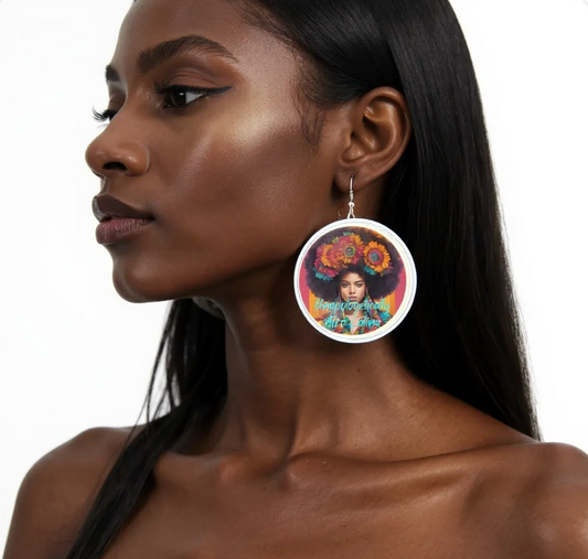 Unapologetically Afro Latina”Wood Pressed Hoop Earrings Powerful Black Woman