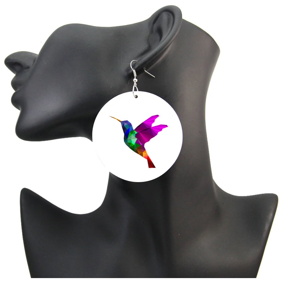 90's "Blessed" Black Woman Wood Pressed Hoop Earrings, Powerful