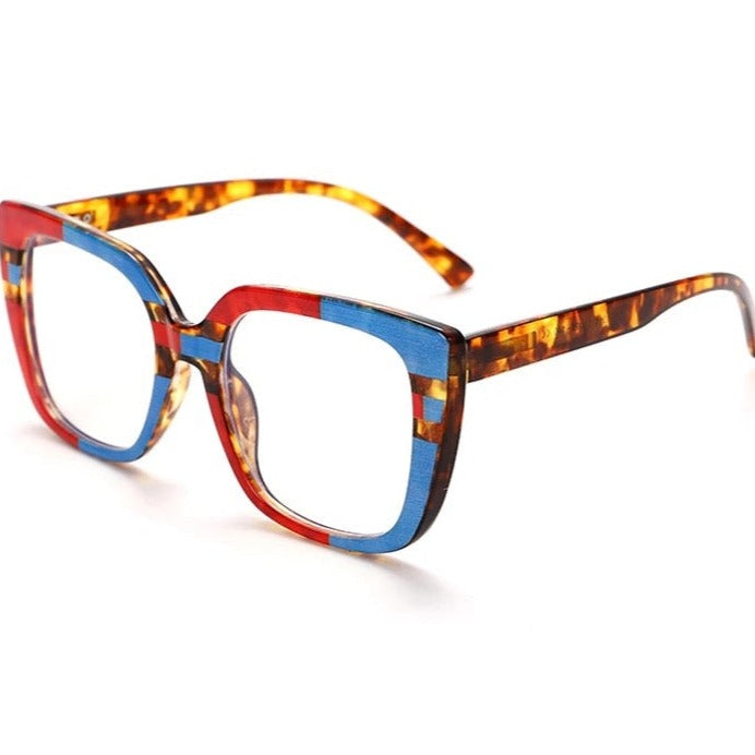 The Meta-Red/ Blue Cat Eye Fashion Glasses Frames