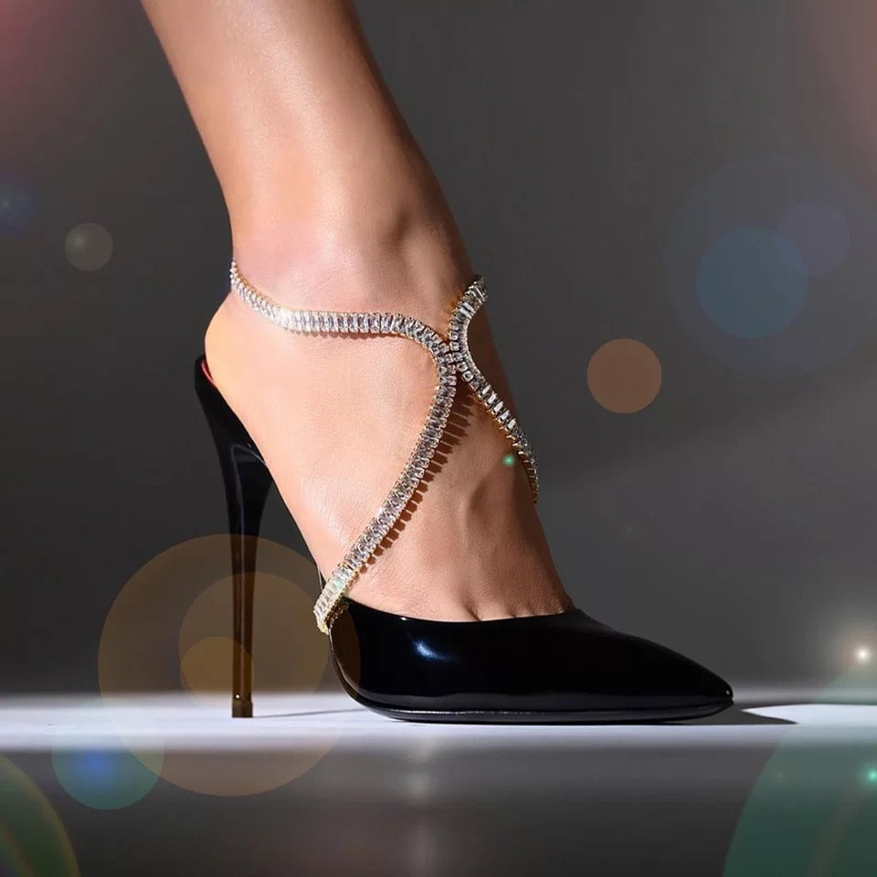 2 Pieces Luxury Rhinestone High Heels Anklet Jewelry Bracelets